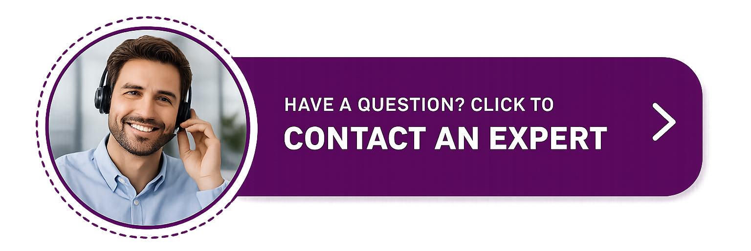 Contact an Expert call-to-action banner featuring a customer service representative wearing a headset and inviting visitors to connect with an Empire EMCO packaging expert.