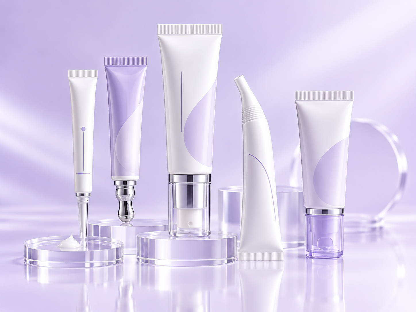 Specialty dermocosmetic treatment tubes featuring precision applicator tips, eye-treatment rollerball tubes, airless dispensing and targeted skincare packaging.